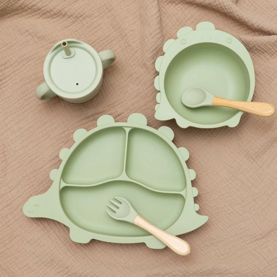 Dinosaur Baby Silicone Tableware Set