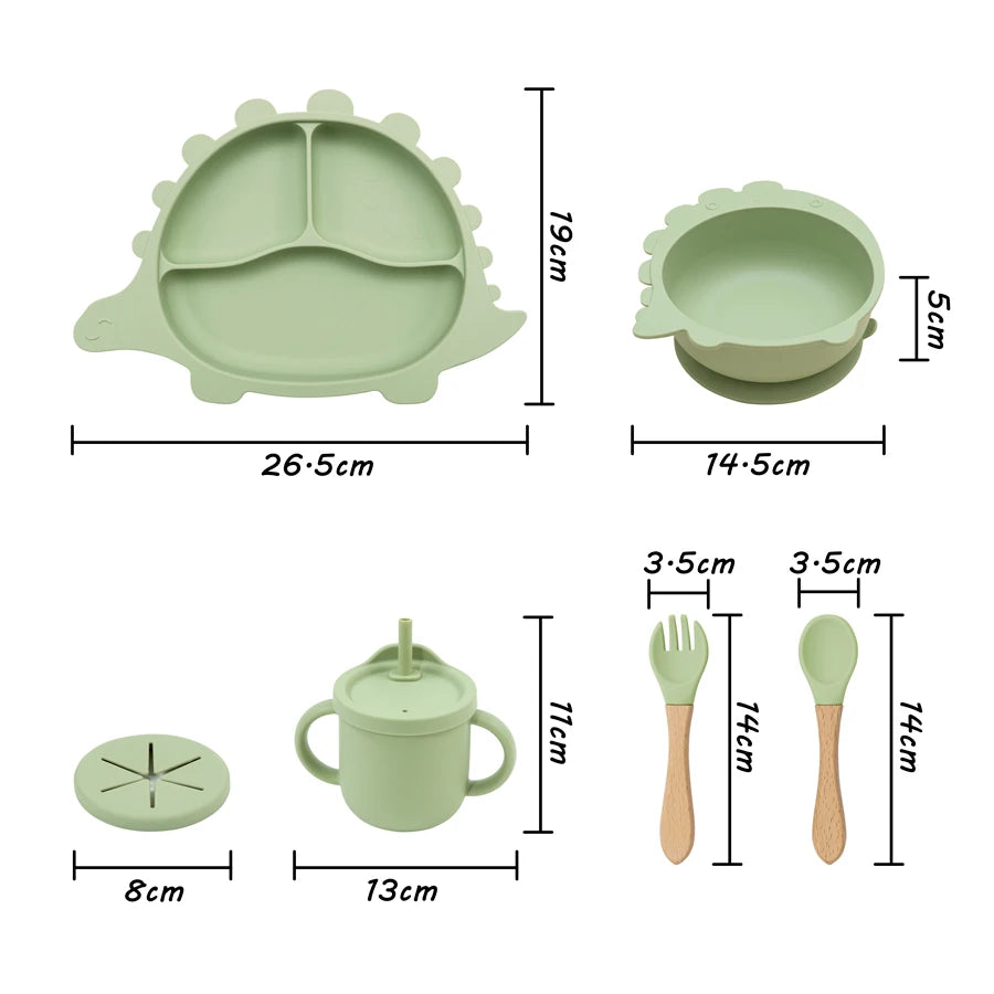 Dinosaur Baby Silicone Tableware Set