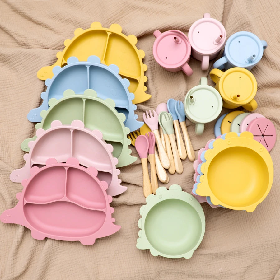 Dinosaur Baby Silicone Tableware Set