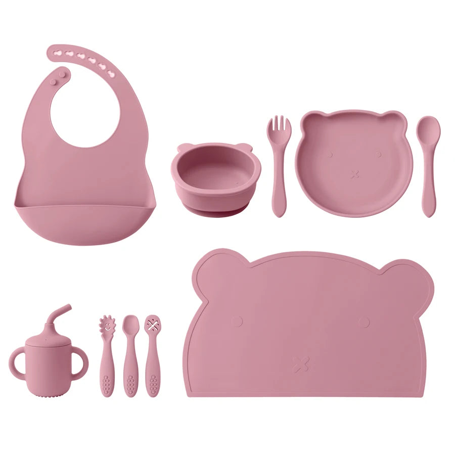 Bear Themed Silicone Baby Tableware Set