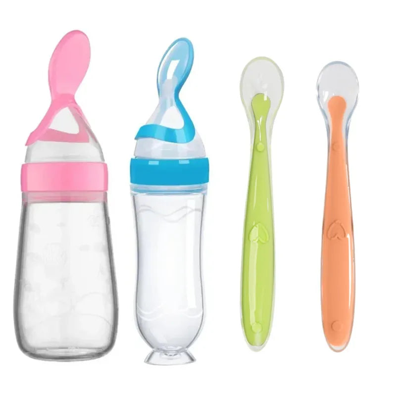 Baby Feeding Bottle with Soft Spoon