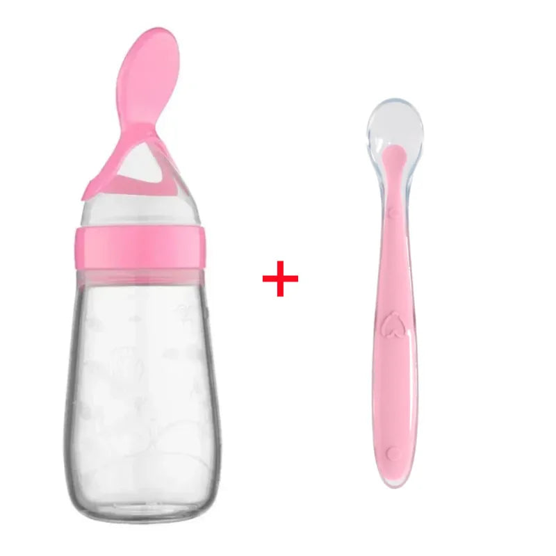 Baby Feeding Bottle with Soft Spoon