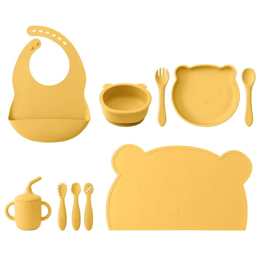 Bear Themed Silicone Baby Tableware Set