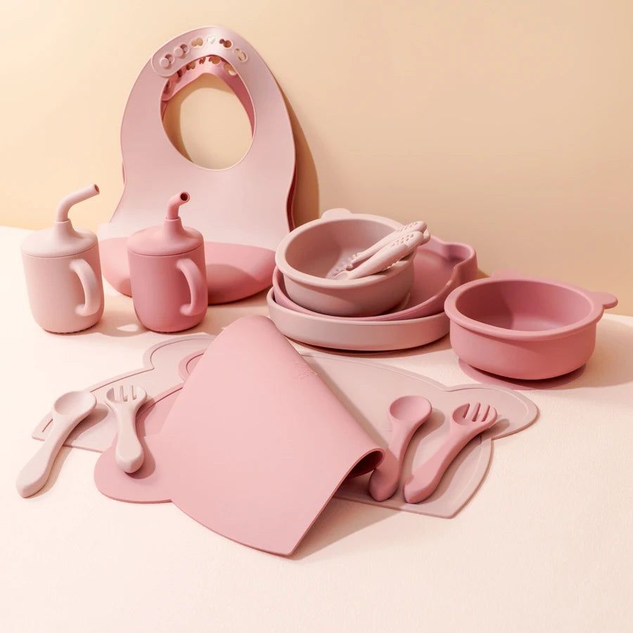 Bear Themed Silicone Baby Tableware Set