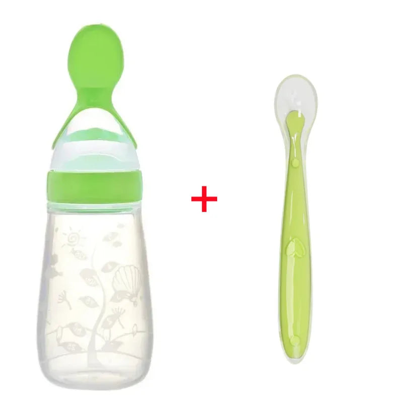 Baby Feeding Bottle with Soft Spoon