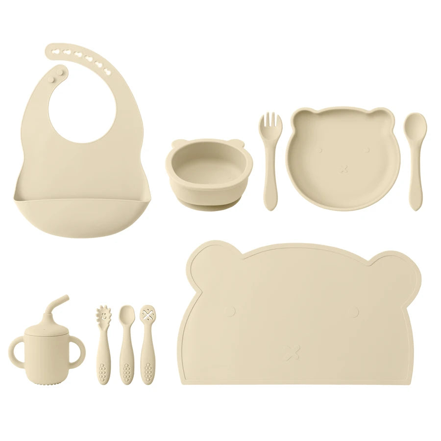 Bear Themed Silicone Baby Tableware Set